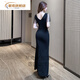 Xingyuan sexy Kleid sexy Kleid niedrig geschnittenes Temperament KTV Abendkleid Lange Version Fußbad Sauna Techniker Fußbad Arbeit Kleidung 3883 Schwarz S empfohlen 80-95 Jin [Jin ist gleich 0,5 kg]