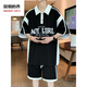 UXST青少年短袖t恤12-15岁男孩衣服13初高中学生POLO衫14大童夏装套装 6629白色(短袖+短裤) 品质保证 2XL 145-160斤左右