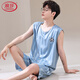 LangSha high-end pajamas men's vest sleeveless shorts two-piece suit summer thin ice silk cool quick-drying ball uniform large size [ice silk sleeveless suit] Q9901 L men [100-125Jin [Jin equals 0.5 kg]]