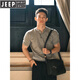JEEP SPIRIT gray henley collar short-sleeved polo shirt men's summer cuffs fitness sports t-shirt American muscular half-sleeve gray XL (suitable) 130-145Jin Jin equals 0.5 kg