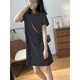 
CEENIU2025 summer new pure cotton short-sleeved T-shirt women's skirt loose casual H-style temperament small dress 6173 dark gray [dress] (orange print) S 80-100Jin [Jin equals 0.5 kg]