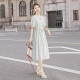 
Silk Cypress V-neck Dress 2025 Summer New Women's Waist Lace Ties Gentle Sweet and Fashionable Mid-length Skirt