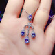 Iosn Natural Tanzanite Pendant Necklace Super Flash Super Beautiful Tanzanite Sapphire Pendant S925 Sterling Silver Luxurious Personalized Tassel Style