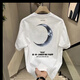 NJSKAKW Hong Kong Style Kurzärärmelte reines Baumwoll-Top für Männer und Frauen Sommer Lose American T-Shirt New Modemarke Paar halbärmelte T-Shirt V761 White (Compass) suggeriert 90-100jin [Jin gleich 0,5 kg]