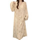 COLORFUL GEMS Yunduo cotton pajamas for women with breast pad spring and autumn loose large size home clothing JDX-6621 185 XXL