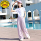 G.Duckkids Little Yellow Duck Girl Girl Summer Anzug Kinder kurzärmelige Hosen Mode mittelgroße Kinder-Sommeranzug lässige Mädchen Mode 9889 Weiß + 15106 Lila [Set] 170 cm