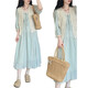 Buntes Edelstein Sommer französische Hohlkleide-Spitzenkleid zweiteiliger Set 9758 Hellgrünes Kleid L [Vorgeschlagen 101-120jin [Jin ist gleich 0,5 kg]]]