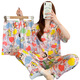 
S.SOFEA Japanese INS Fengfeitian Little Policewoman Cartoon Graffiti Short Sleeve Pajamas Three-piece Set KK14128# 180 XL [Suggested 115-135Jin [Jin equals 0.5 kg]]