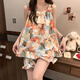 红豆（Hodo）带胸垫睡衣女夏季泡泡棉吊带背心2025新款甜美可爱薄款家居服 T1381 波点小狗 【带胸垫】 M