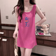 EOENKKY Dragon Fruit Color Sleeveless Vest Night Dress Female Summer Student Girl Sweet Spicy Sexy T-shirt Pajama Pure Home Clothing Powder Root Powder 673# Summer M