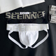 Tsereklai 2 pairs of men's double thong underwear pure white boys U convex bag sexy back empty triangle shorts head ck series 612 (black + white) L _110-130