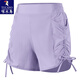 Woodpecker New Women's Sports Shorts Running Anti-Light Drawstring Pleated Yoga Shorts High Waist Belly 2025 Spring and Summer Bean Paste Green S