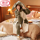 
LangSha’s new nightgown for women in autumn and winter coral velvet plus velvet thickened cute loose winter hooded home clothes pajamas for women 9194 cartoon bear [sleeping gown + pants] XL