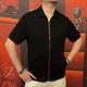 Fr.yh.zh Tianjun Kaufhaus Männer Revers Cardigan Reißverschluss Kurzarm Business Casual Evertile High Sleeve Op3889 Black M 48 (100-125 Jin [Jin entspricht 0,5 kg])