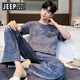 JEEP SPIRIT吉普睡衣男夏季纯棉短袖长裤2025新款春秋男士青少年家居服套装 Y9207 91141 L 【建议100-130斤穿