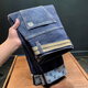 HUALIN FASHION Summer Stretch Slim Jeans Men's Trendy Embroidered Trousers Yiniu 9921 Blue 28