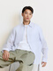 
TRENDIANO Cool and breathable Tianshi cotton stripe long-sleeved shirt men's shirt blue and white stripe M