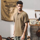 Jay Leno American heavy 320g short-sleeved men's T-shirt summer loose retro polo shirt trendy tough guy vintage Henry collar men's mocha brown heavy 320g S suitable for 95-115Jin Jin equals 0.5 kg