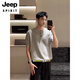 JEEP SPIRIT老钱风亨利领短袖男款夏季美式POLO.衫cleanfit感冰丝针织t恤 浅灰色 M 建议90-120斤