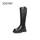 Zhuoshini thick-soled boots for women in autumn and winter plus velvet tall knight boots for small people, no more than knee boots, black 36