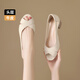 ZHR -Kopfschicht Cowide Single -Schuhe für Frauen mit elegantem Temperament, Fischmund dicke Fersensandalen, ein Fuß zum Sportpendelschuhe für Frauen KM53 Beige 37
