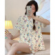 Pajama de primavera y verano de Hanrui para mujeres seda de seda de leche de dibujos animados de tres piezas ropa casera 14118 170 m