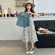 Zuo Feiluo 3524 Mädchen Kleid Sommeranzug 2025 Sommeranzug mittelgroße Kinder modische Weste Denim Zweiteiler Prinzessin Weste 120