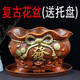 Yonghuan Cerámica clásica de la olla de flores Tipo universal súper grande con bandeja creativa de escritorio para el hogar ovalado bambú bonsai 3523 insistir (sin bandeja) 0 cm cerámica