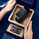 Paul mesid Herrengürtel echter Ledergürtel Herren High-End-Kuhläden Automatische Schnalle Belt Vatertagsgeschenk für Papa Praktische 600897+867 [Doppelschnalle Blue Wood Box] 120 cm andere Längenkontakt-Kundendienstnote