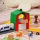 Holz kleiner Zug Hape Gleis Set Magnetic Lokomotive 3-5-7 Jahre alte Jungen Bausteine ​​Kinderspielzeug Brio 69 Steckstücke zur Lieferung von Elektroautos