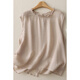 Jiandang große Frauenfette mm Sommerfront und Rücken mit zwei gewaschenen schwarzen Pilzkragen Hemd Frauen-Retro-ärmellose Single-Breasted-Hemd 6173 Khaki M [100-120jin [Jin gleich 0,5 kg]]]