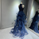 Abendkleid Blau Frauen Neue leichte Luxus Nische High-End Piano Vokalmusik Violin Art Exam Host Jahrestreffen Kleid m
