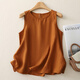 Jiandang large-size women's fat MM summer literary sleeveless inner sleeveless round neck pullover temperament solid color retro vest 6172 ash powder M [80-95Jin[Jin equals 0.5 kg]]