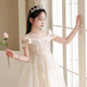 
Omonway children's princess dress evening dress flower children wedding dress girl host piano performance clothing YR-KLS-1792 champagne sleeveless 160