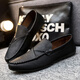 Pang Donglai DL summer breathable versatile and comfortable casual leather shoes British trendy men's shoes 2025 non-slip one-foot laziness D829 black 42