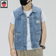 
AEMAPE Apple Spring and Summer New Working Denim Vest Men's Japanese Trendy Brand Loose Light Color Large Size Sleeveless Vest Jacket 6232# Light Blue M (Suggested 115-130Jin [Jin equals 0.5 kg])