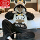 Langsha (langsha) men's pajamas men's coral velvet winter student cartoon loose winter flannel thickened plush home clothing set *ZS*9901 [Double-sided plush set] M small (75-95Jin [Jin equals 0.5 kg])