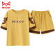 Catman (MiiOW) pajamas for women, summer pure cotton, cute Korean style student short-sleeved thin loose two-piece set Spring and autumn home clothes can be worn outside. Gold GXT6630 color M (recommended 75-95Jin [Jin equals 0.5 kg])