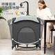 优乐博（YOULEBO）【新品】婴儿床可折叠移动游戏拼接大宝宝新生儿带尿布台618 线条恐龙【摇摆杆+四轮+床垫+蚊