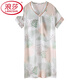 Langsha (Langsha) Eisseide Nachthemd für Frauen Sommer kurzärmeligte Mitte der Altpyjamas Dünne Sommer-Frauen-Imitation Seidenkleid weiße M9923 [kurzärmelige/brustlose Pad] M 160