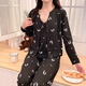 
S.SOFEA spring and summer women's pajamas three-piece set with chest pad lace long-sleeved home clothes for outdoor wear. Three-piece set WX13807 black (with chest pad) 170 M (80-100Jin [Jin equals 0.5 kg])