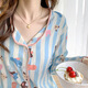 HUALIN FASHION带胸垫睡衣女长袖薄款家居服宽松两件套装 846#游园小象 175 L