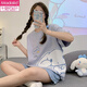 
Modal 2025 new summer short-sleeved pajamas for women pure cotton cartoon cute sweet girl home clothing set for outside wear G6627 M