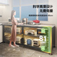 Shuaishi (shuaishi) kitchen rack floor-standing dining side storage cabinet cabinet microwave oven pot storage rack cupboard utensils gray 3 layers 120 long [rock plate nail-free] adjustable floor height