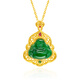 Ming Diamond International 18K Gold Jade Buddha Pendant Women's au750 Jade Inlaid Pendant Neck Jewelry as a Birthday Gift for Girlfriend