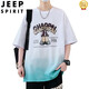 JEEP SPIRIT青少年夏季套装男初中生2025新款高中生12短袖t恤13-15岁男孩夏装 紫色6169-T (短袖T恤+短裤) M (建议体重80-100斤)