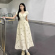 Vestido de manga de yijian de hojaldre francés, estilo dulce, abrazando la cintura y temperamento delgado, falda de falda de manga de verano de verano [original-m] m recomendado 90-110Jin [Jin iguala 0.5 kg]