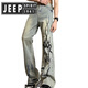 Jeep Spirit Jeep Flame Jeep Jeep Summer Brand de moda Straight Pants High Street Style 692-Black S [75-85Jin [Jin equivale a 0.5 kg]]