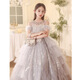 Cloth Love Cat Flower Girl Dress High-end Children's Princess Dress Birthday Big Children's Gray High-Customed Light Luxury Niche Host Piano Performance Picture Color 110 cm