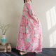 Jiandang grande taille Vêtements féminins Fat MM printemps et été ronde ronde Impression littéraire de style bohème robe longue robe longue 16836 rose unique [200jin [Jin est égal à 0,5 kg] ci-dessous]